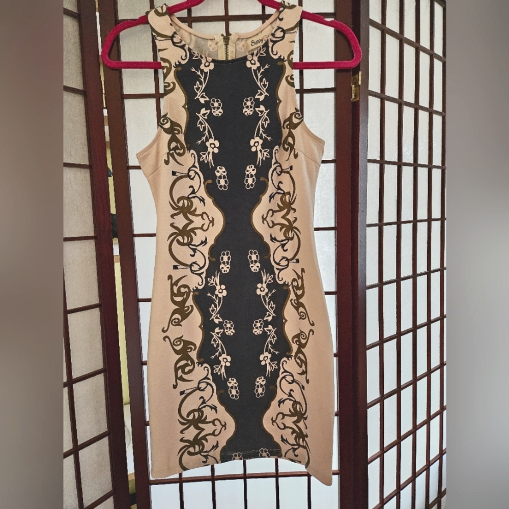 Bodycon Tank Dress with Geometric Design
